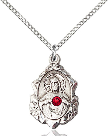 Fancy Edge Scapular Pendant with Birthstone Options