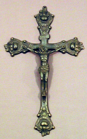 Crucifix in Antiqued Brass - 12.5'H