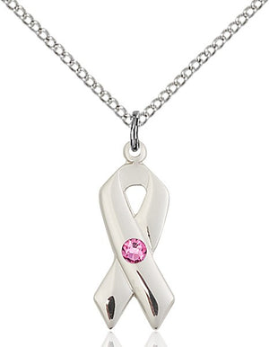 Awareness Ribbon Pendant with Birthstone Options
