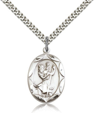 St. Christopher Necklace Scalloped Edge