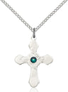 Floral Center Youth Cross Pendant with Birthstone Options