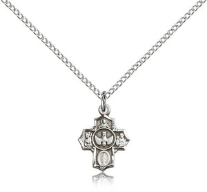 5 Way with Red Center Petite Charm Medal Necklace