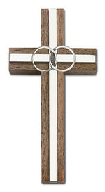 Marriage Cross with Eternity Rings in Walnut 4'
