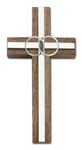 Marriage Cross with Eternity Rings in Walnut 4'