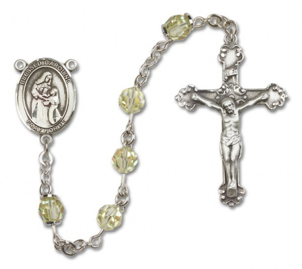 Blessed Caroline Gerhardinger Sterling Silver Heirloom Rosary | 6mm Austrian Crystal Birthstone Beads