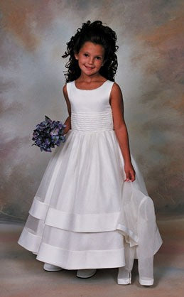 Plus Size First Communion Dress in Peau Satin and Organza with Jacket