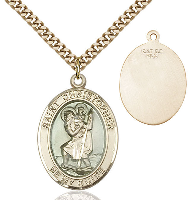 St. Christopher Medal with Blue Inset