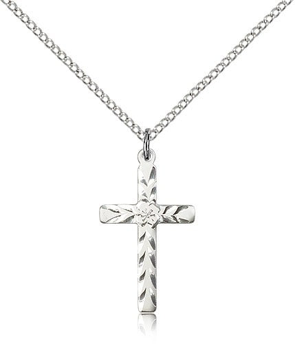 Women's Textured Etched Cross Necklace