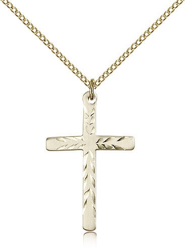 Women's Contemporary Etched Cross Necklace