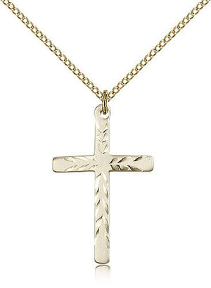 Women's Contemporary Etched Cross Necklace
