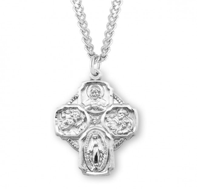 4 Way Cross Pendant, Sterling Silver - 1 1/4