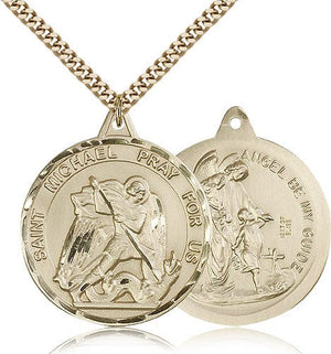 Large Round Double-sided St. Michael Guardian Angel Medal for Women