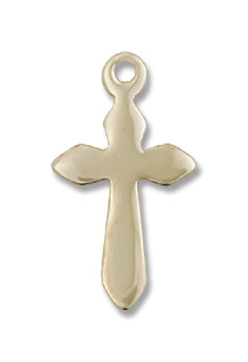 High Polished Budded Etched Cross Pendant