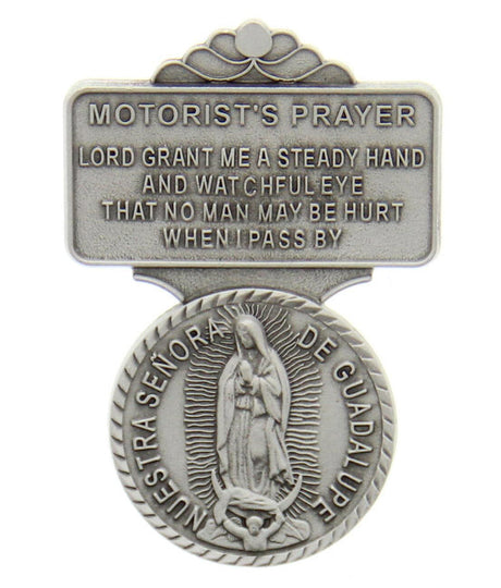 Our Lady of Guadalupe Visor Clip, Pewter - 2 1/4'H