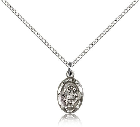 Scalloped Edge Petite St. Christopher Necklace for Women