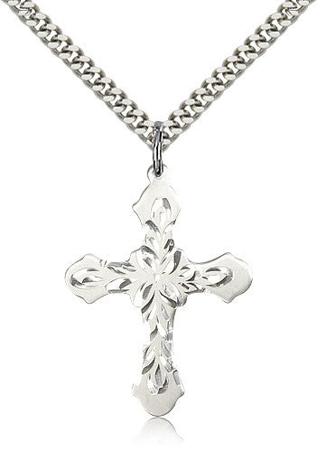 Fancy Hand Etching Cross Pendant