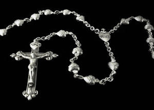 Sterling Silver Sacred Heart Rosary 8mm