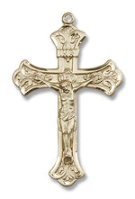 Men's Budded Tip with Scrolls Crucifix Pendant
