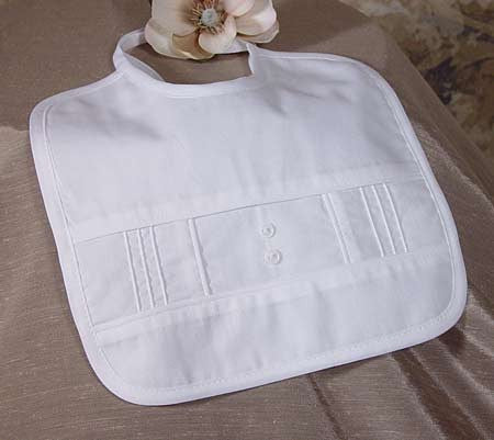 Cotton Pin Tucked Broadcloth Bib with Buttons for Boys