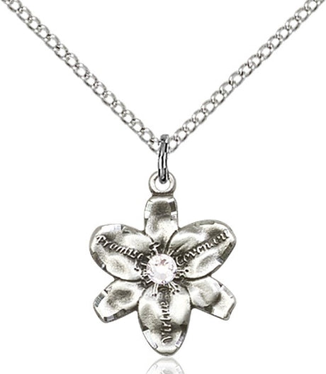 Small Five Petal Chastity Pendant with Birthstone Center