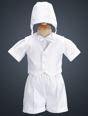 Satin Boy's Baptism Vest & Shorts with Hat