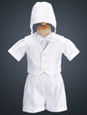 Satin Boy's Baptism Vest & Shorts with Hat