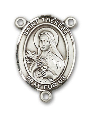 St. Theresa Sterling Rosary Centerpiece Sterling Silver or Pewter