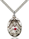 Oval Etched Scapular Pendant with Birthstone Options