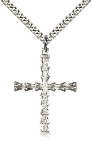 Fluted Crossbar Cross Necklace