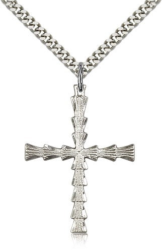 Fluted Crossbar Cross Necklace