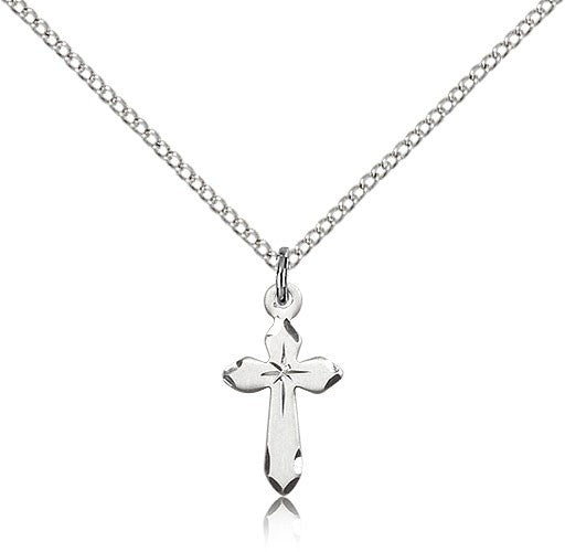Small Cross Necklace with Etched Tips