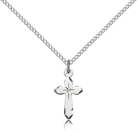Small Cross Necklace with Etched Tips