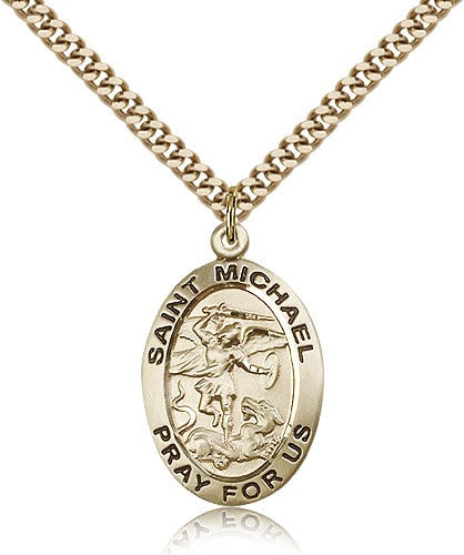 Double Sided Oval St. Michael and Guardian Angel Medal for Men