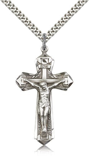 Men's Pointed Edge Crucifix Pendant