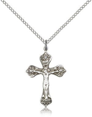 Women's Rosebud Crucifix Necklace