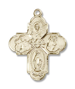 Budded Tip Floral Center Four-Way Medal for Men