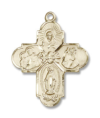 Budded Tip Floral Center Four-Way Medal for Men