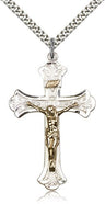 Men's High Polished Crucifix Necklace Two-Tone