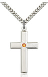 Large Plain Cross Pendant with Birthstone Options