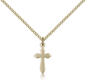High Polished Budded Etched Cross Pendant