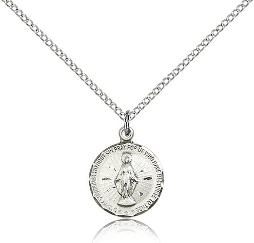 Petite Round Miraculous Medal Necklace