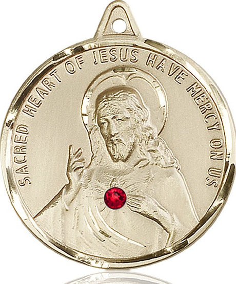 Elegant Sacred Heart of Jesus Pendant with Birthstones