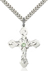 Floral and Petal Cross Pendant with Birthstone Options