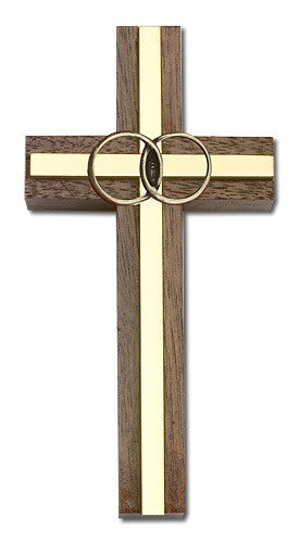 Marriage Cross with Eternity Rings in Walnut 4'
