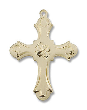 Women's Budded Edge Floral Center Cross Pendant