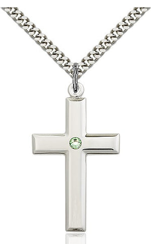 Large Plain Cross Pendant with Birthstone Options