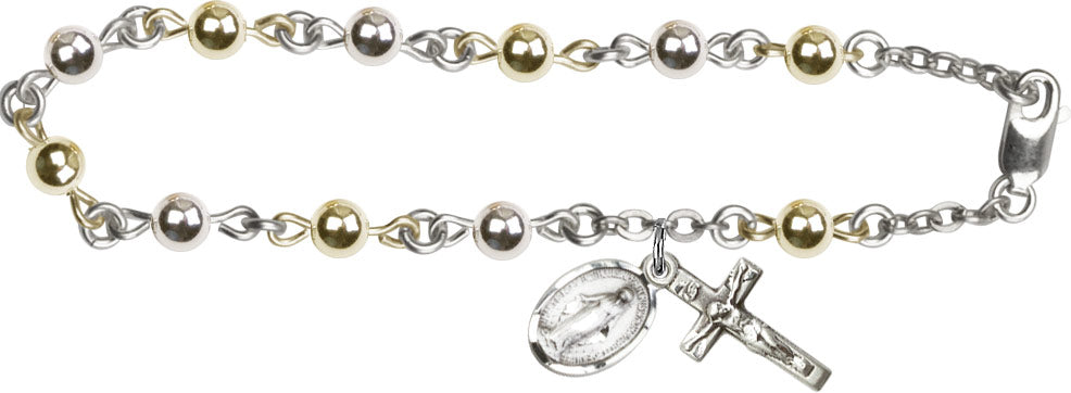 Miraculous Medal Crucifix Pendant Rosary Bracelet for Women