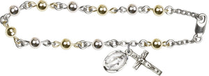 Miraculous Medal Crucifix Pendant Rosary Bracelet for Women