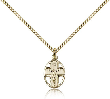 Small Cut-Out Oval Cross and Crucifix Pendant