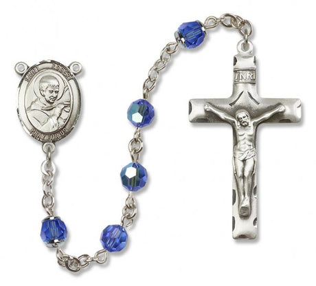 St. Robert Bellarmine Sterling Silver Heirloom Rosary Squared Crucifix